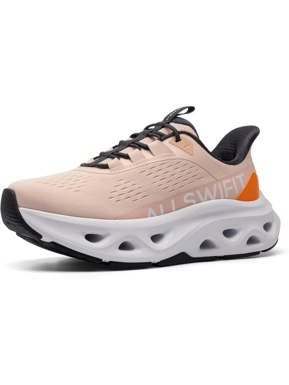 Women's Orange Walking Shoes Non Slip Lace Up Round Toe Athletic Tennis Sneakers